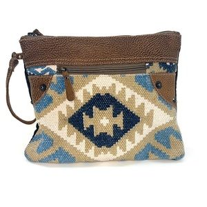 Myra Clutch Clutch/Pouch  Rugged Look Composition of Rug Design & Leathe…